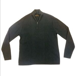 Perry Ellis Men’s Casual Dress Quarter Zip Charcoal Sweater, size Large